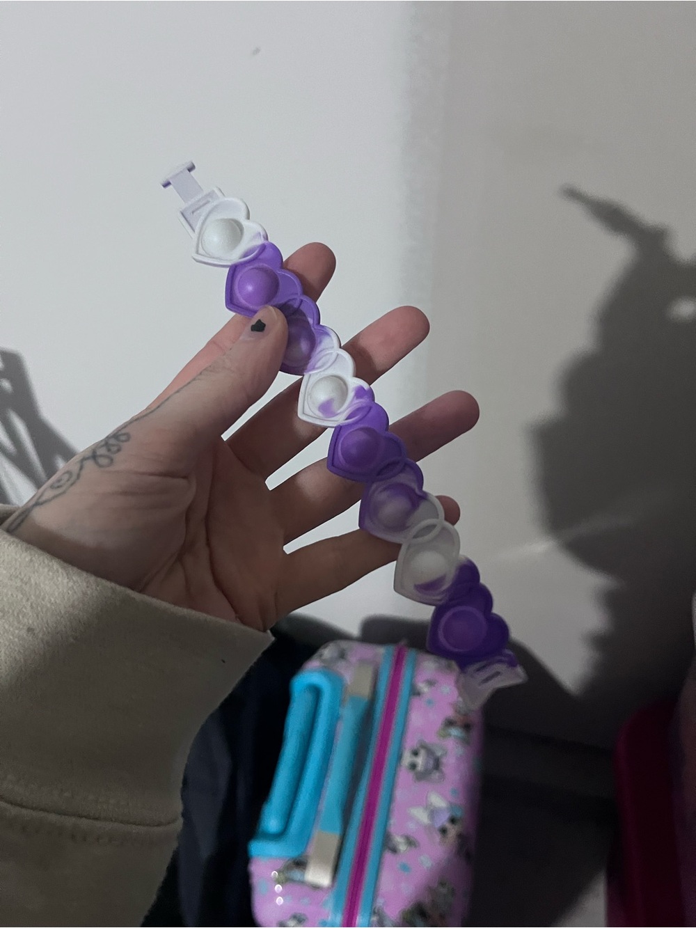 🕸️(10 for $10) Heart Pop-It Bracelet - Purple & White
